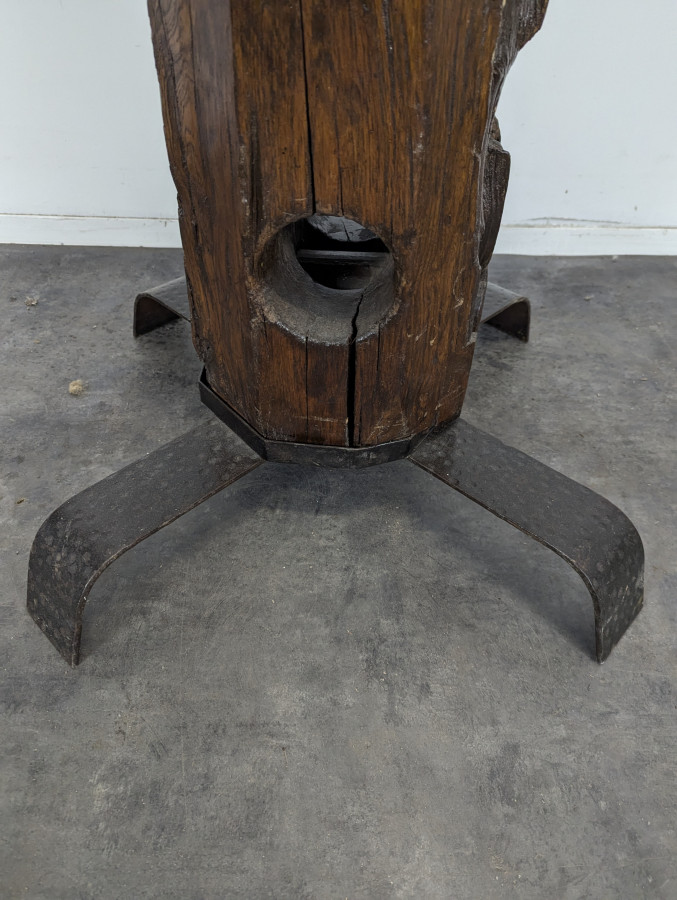 Porte manteau visse de pressoir en chêne et fer martelé