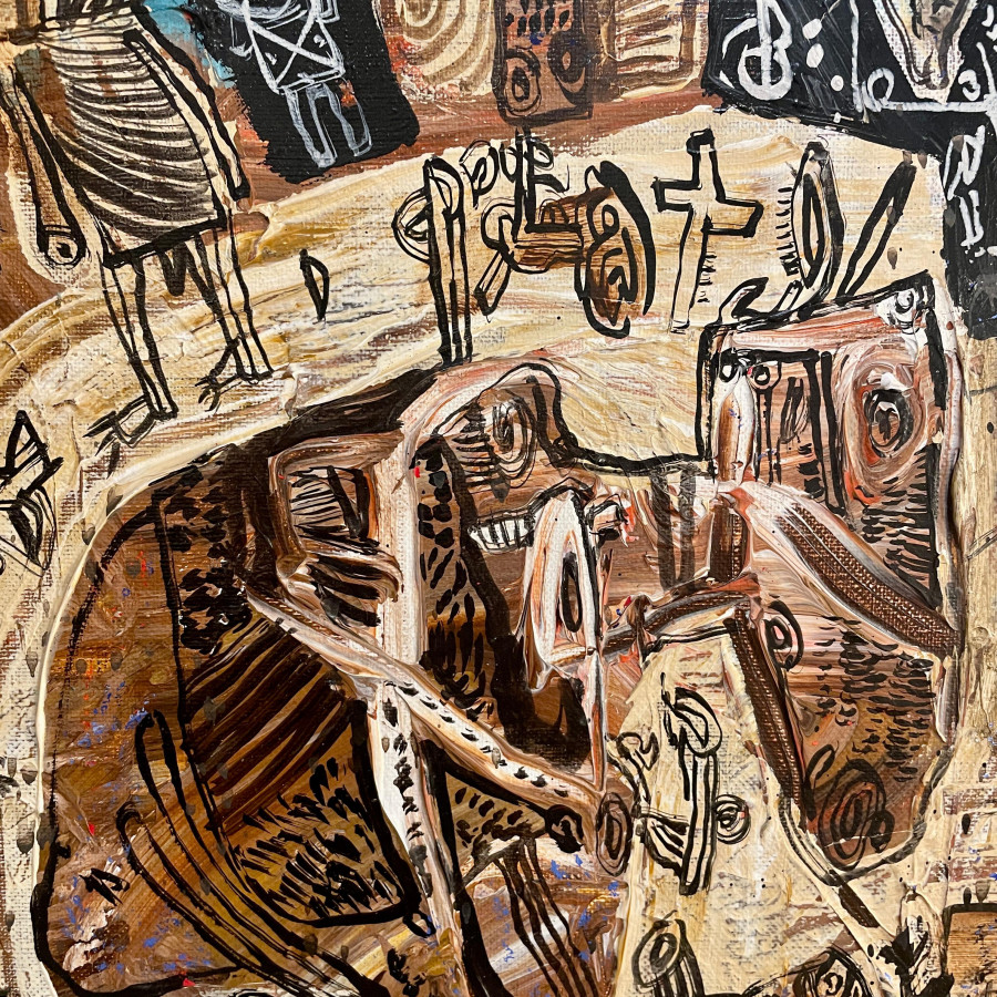 Tableau Saint Antoine tenté par les djinns de Ronel, 1992