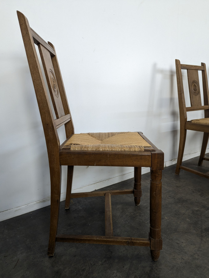 Série de 6 chaises brutalistes de Charles Dudouyt