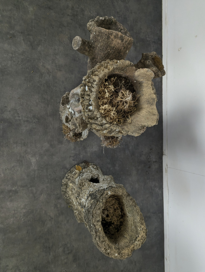 Jardinières en béton imitation bois