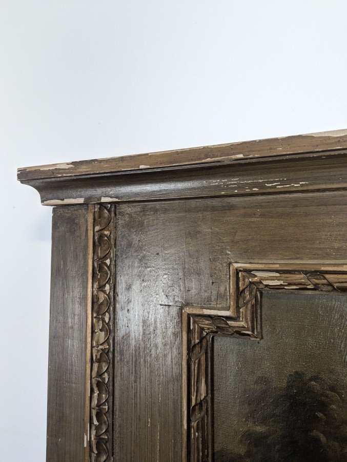 Trumeau de style Louis XVI à toile peinte d'une scène galante