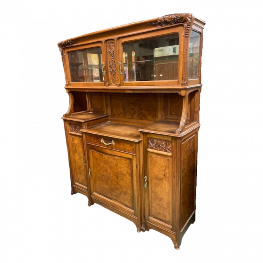 Buffet 2 corps art nouveau en noyer