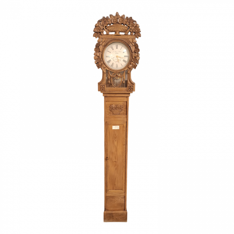 Horloge Normande en chêne sculptée