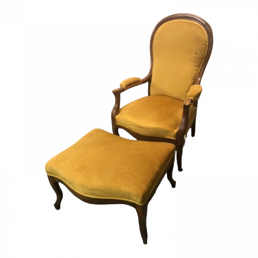 Fauteuil voltaire et repose pied