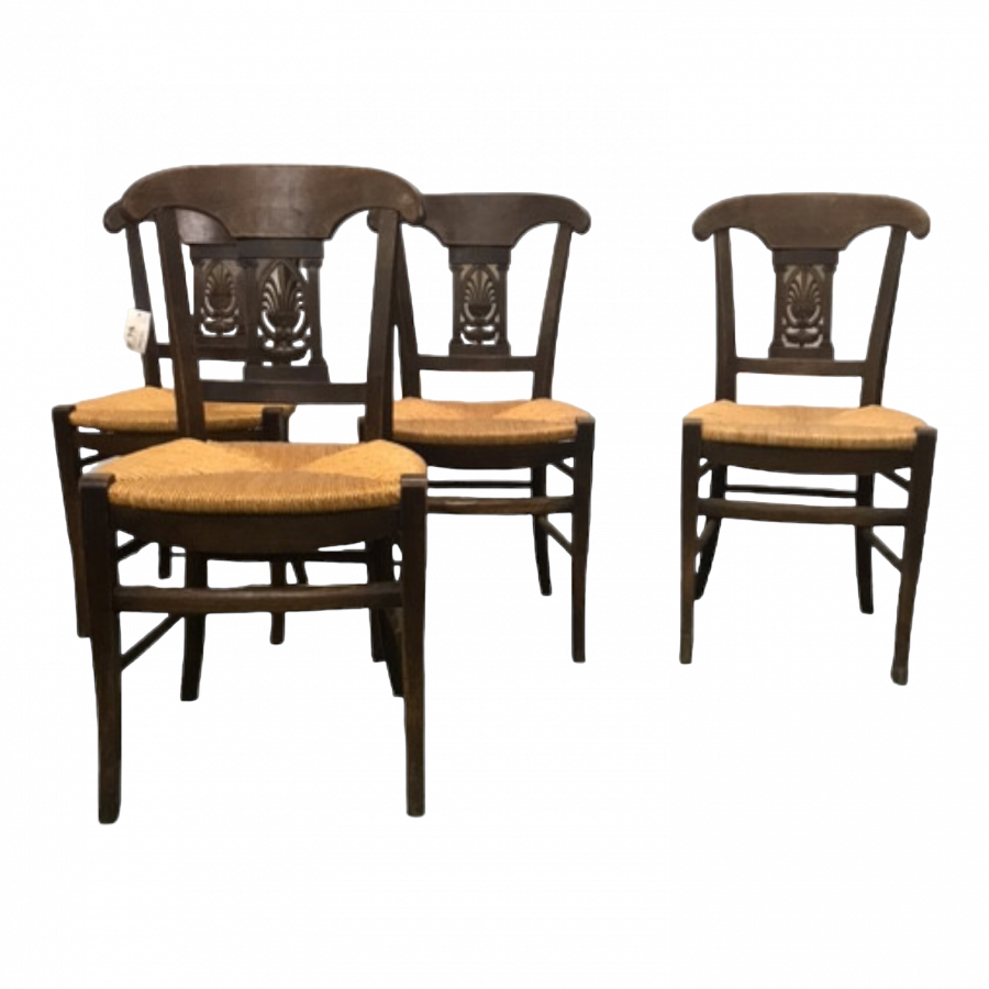 Serie de 4 chaises Paillées style Directoire