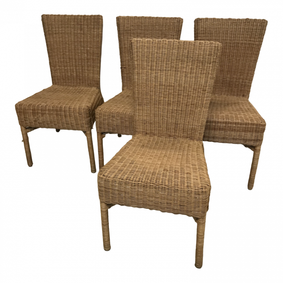 Série de 4 chaises en Rotin
