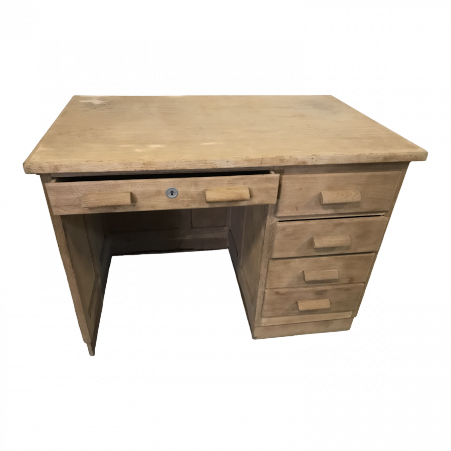 Bureau avec 5 tiroirs décapé