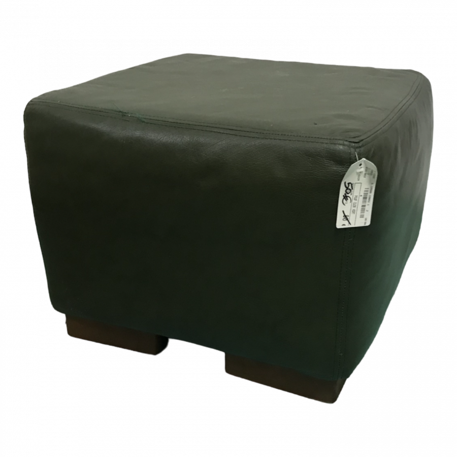 Pouf en cuir vert