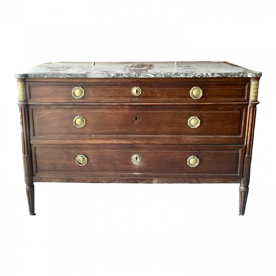 Commode de style Louis XVI en acajou massif