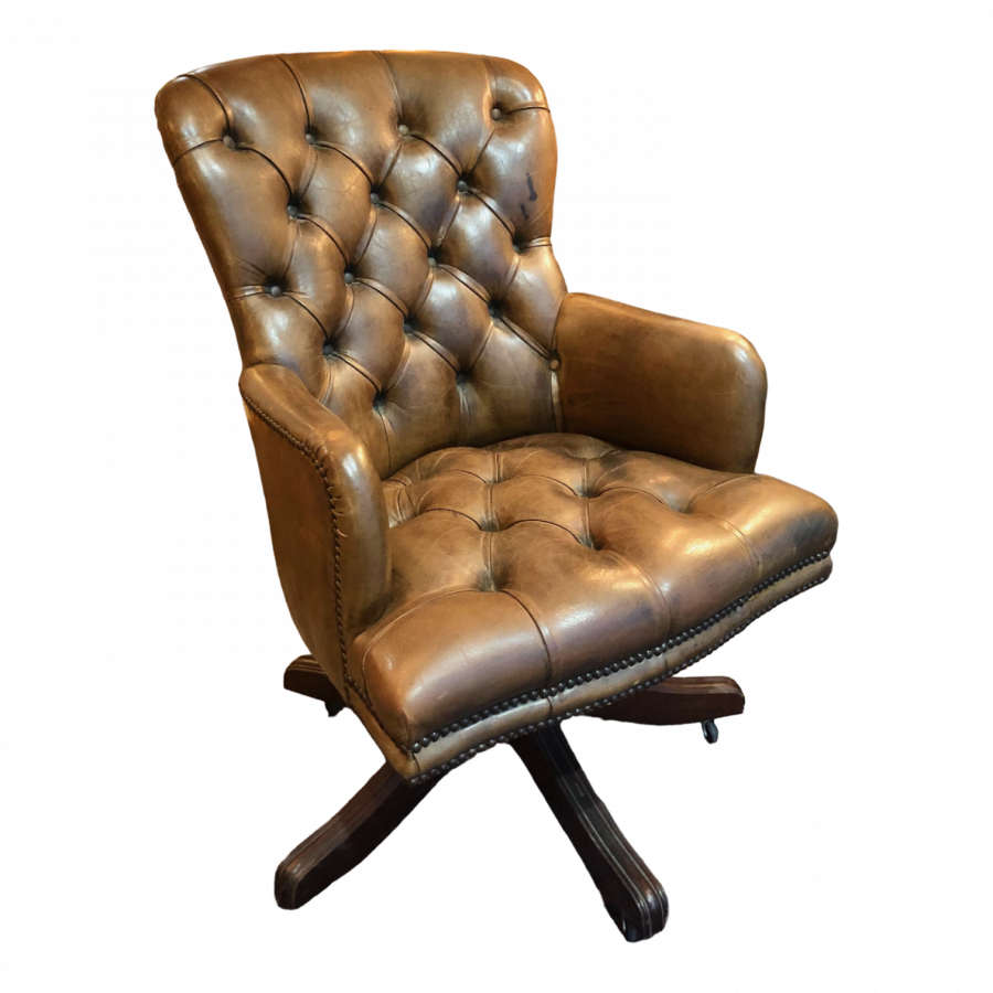 Chaise de bureau Chesterfield en cuir
