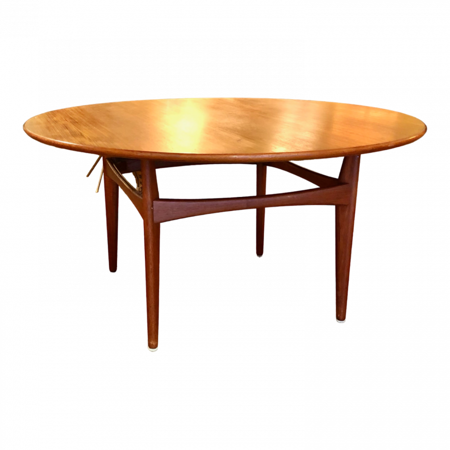 Table basse Ronde en Teck par Karl-Erik Ekselius