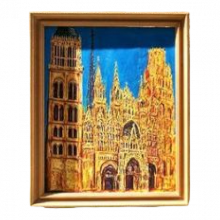 Tableau, peinture à l’huile représentant la cathédrale de Rouen