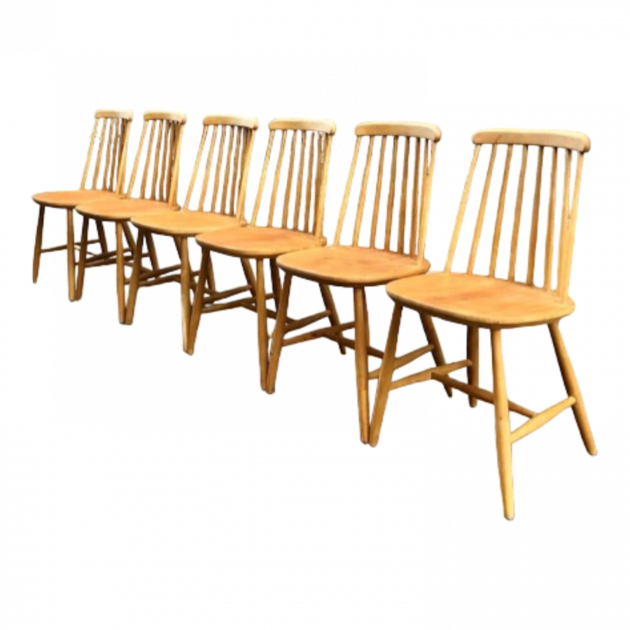 Série de 6 chaises scandinaves des années 60’