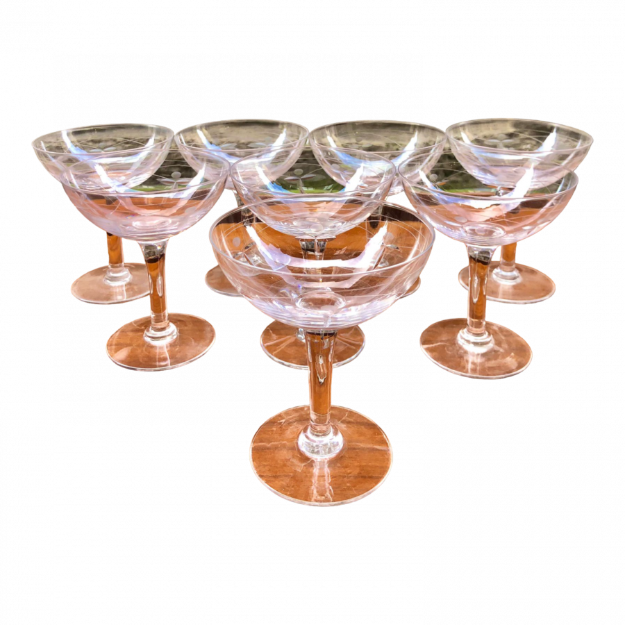 Série de 8 coupes de champagne en cristal