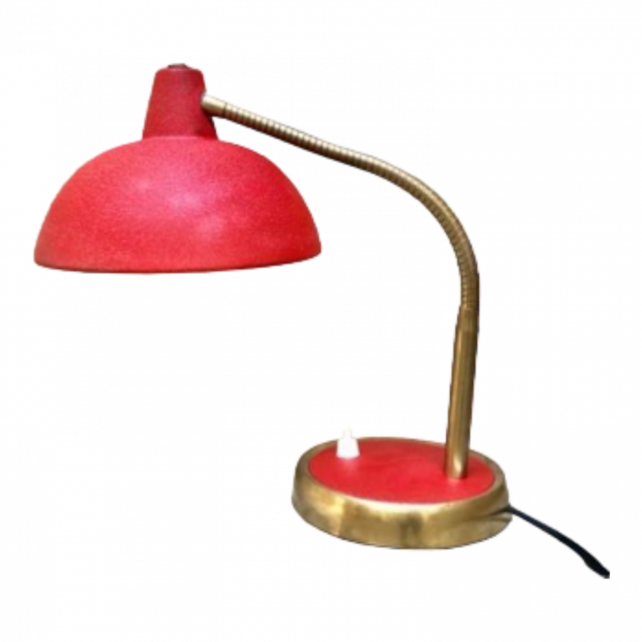 Lampe de bureau vintage rouge et or