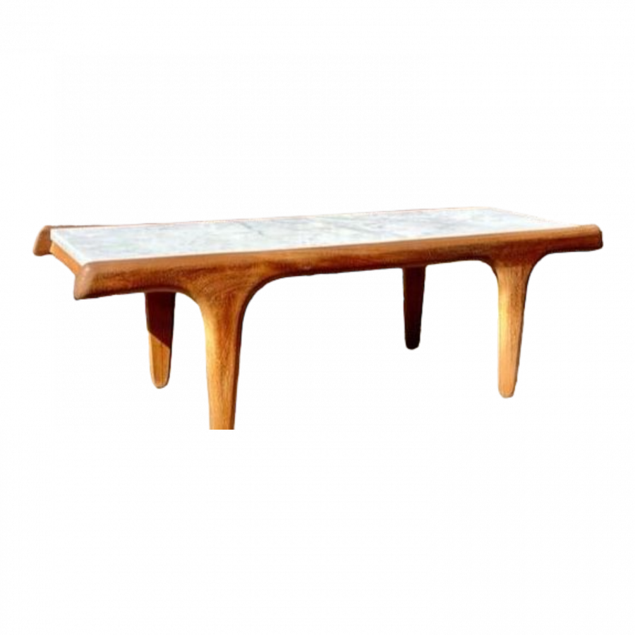 Table basse scandinave Teck et Marbre de Carrare