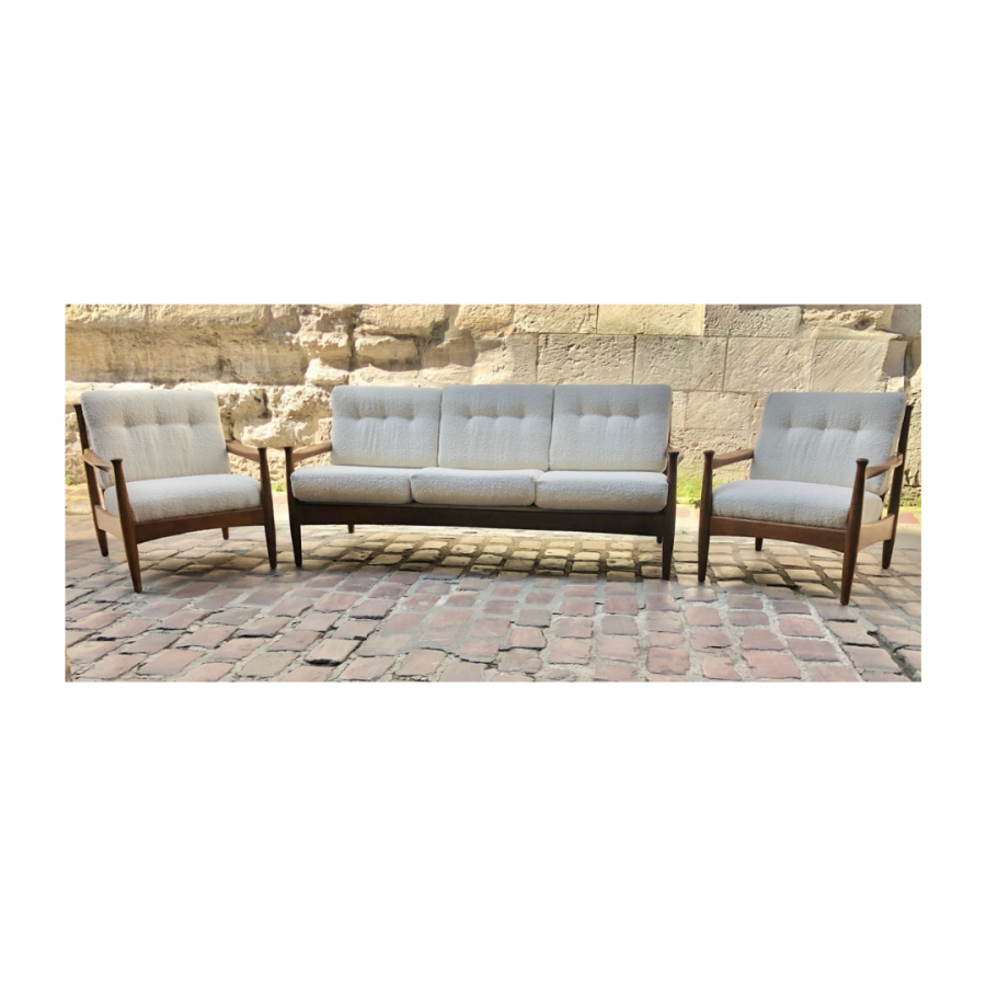Salon scandinave tissu bouclette