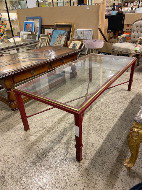 Table basse moderne verre et laiton