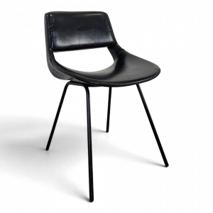Chaise de Louis Paolozzi pour Zol en skaï noir, années 50