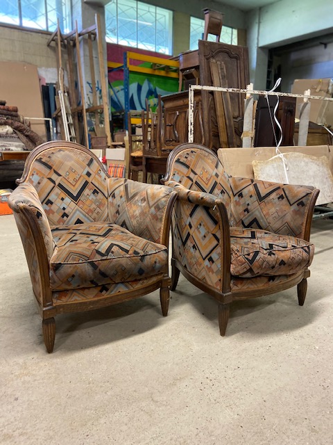 Paire de fauteuils art deco à retapisser