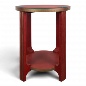 Guéridon Art Déco laqué rouge plateau verre