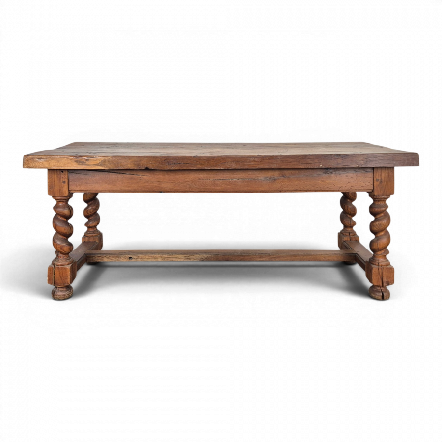 Table de ferme en chêne massif de style Louis XIII
