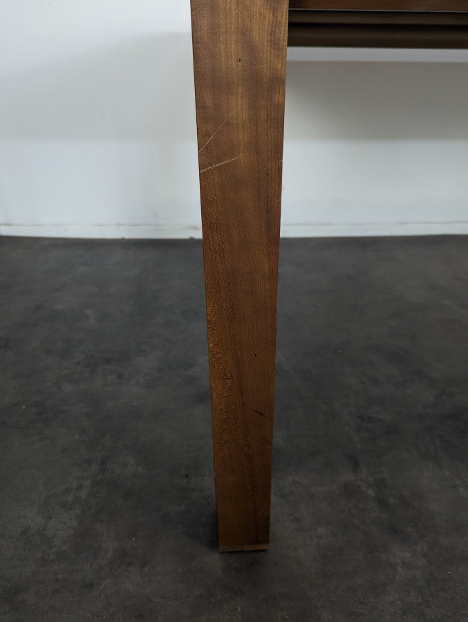 Grande table de repas en verre et merisier