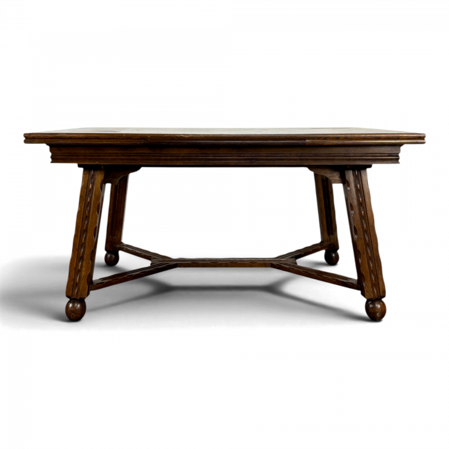 Table à rallonges à l'italienne en chêne années 40