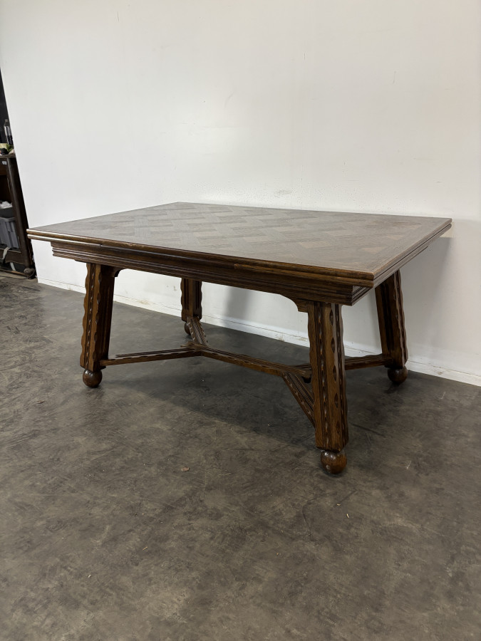 Table à rallonges à l'italienne en chêne années 40