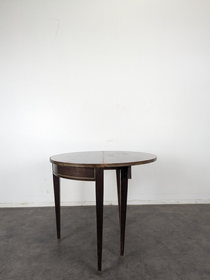 Table demi-lune Louis XVI en acajou à allonges