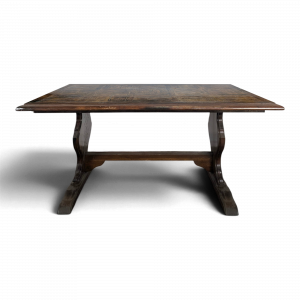 Table de ferme en chêne à plateau panneauté piètement lyre années 40