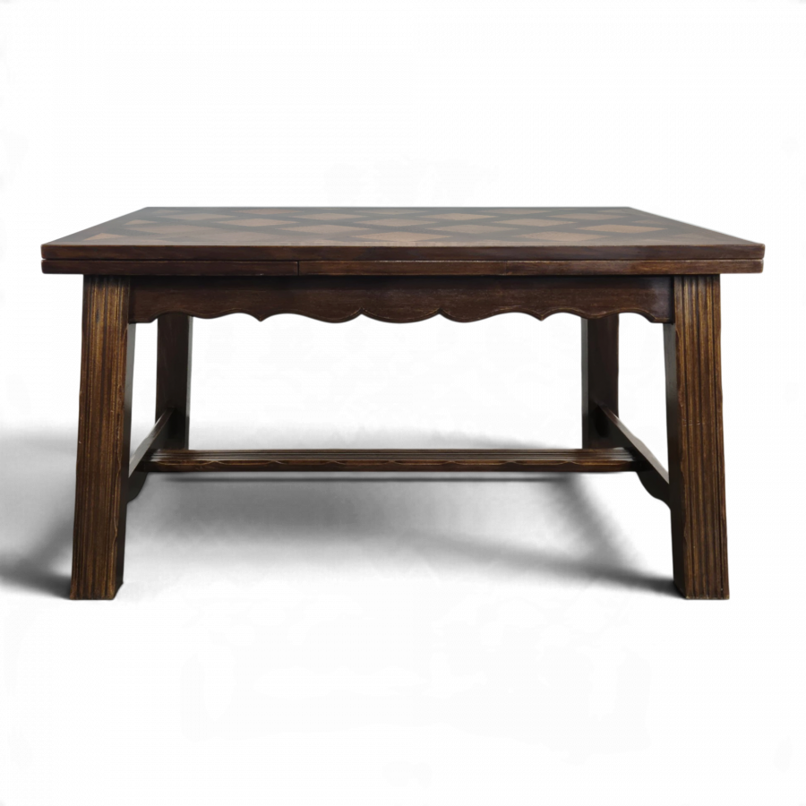 Table de monastère extensible en chêne plateau en parquet Versailles