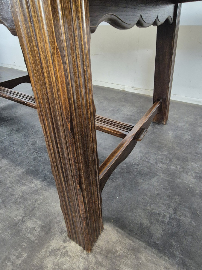 Table de monastère extensible en chêne plateau en parquet Versailles