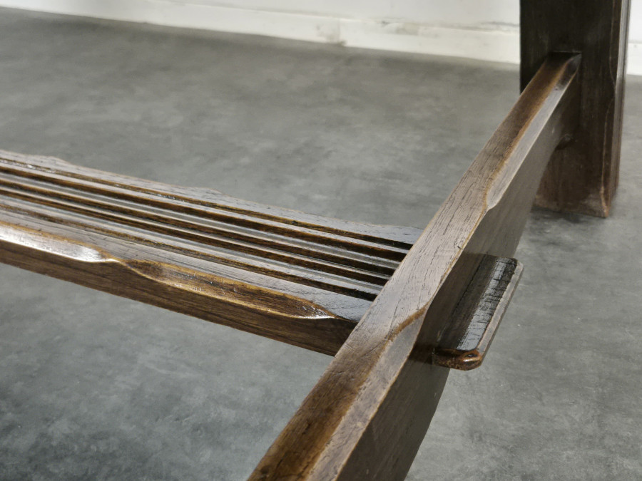 Table de monastère extensible en chêne plateau en parquet Versailles