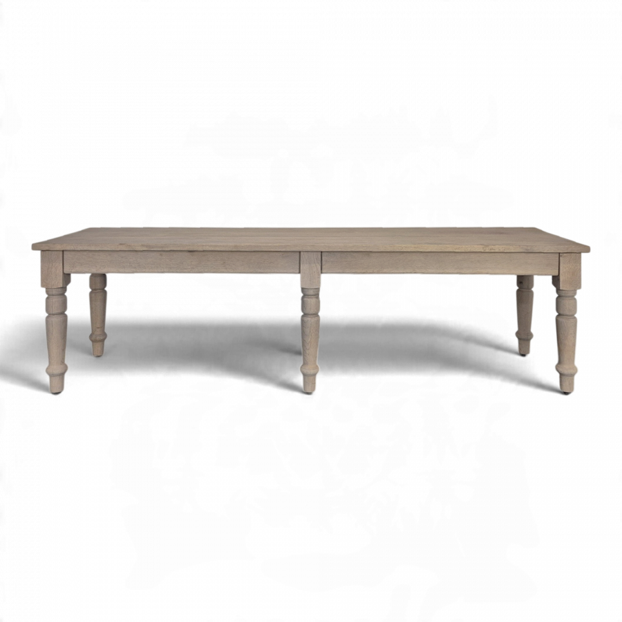 Grande table de communauté décapée à six pieds tournés