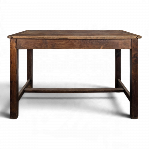 Table rustique en noyer à entretoise en H