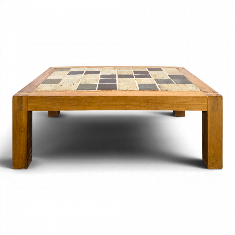Table basse Maison Regain en orme massif et grés ceram