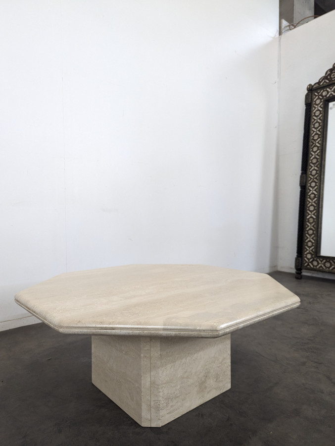 Table basse en travertin design italien des années 80