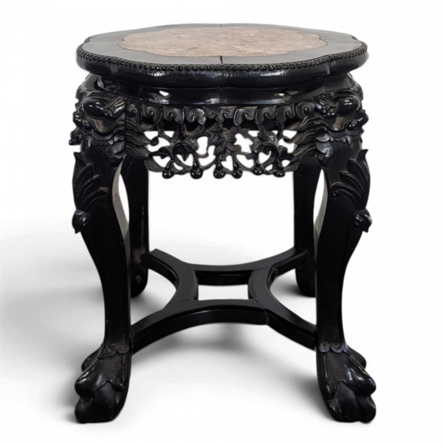 Table d'appoint en bois de fer plateau en marbre