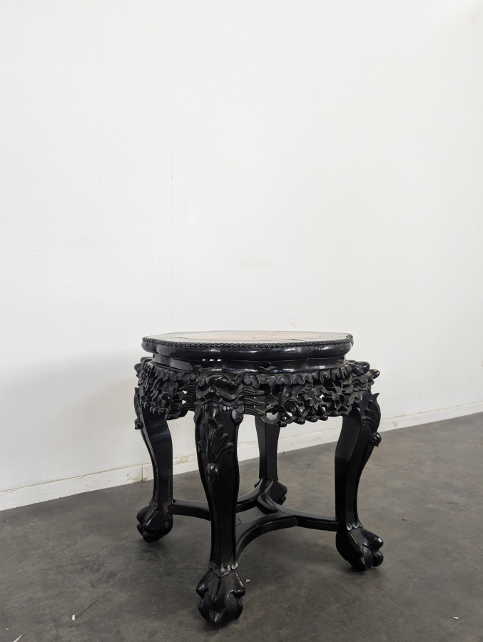 Table d'appoint en bois de fer plateau en marbre