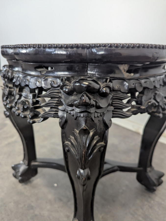 Table d'appoint en bois de fer plateau en marbre