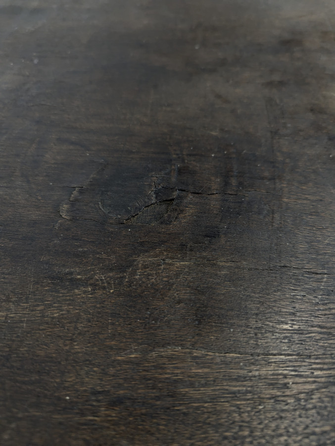 Table d'appoint rustique en chêne à pieds tournés sur patins