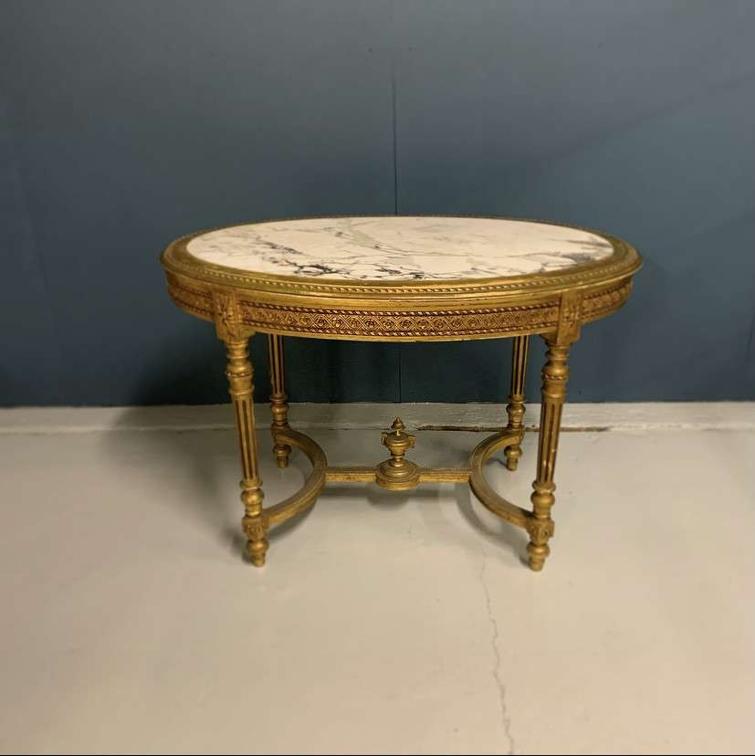 Guéridon Table de milieu de style Louis XVI en bois doré